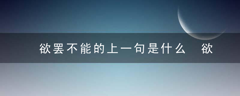 欲罢不能的上一句是什么 欲罢不能的上一句是什么呢